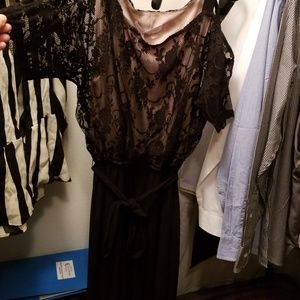 Black nude jumper with belt